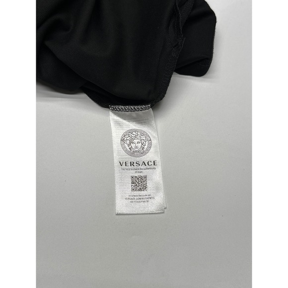Versace Black Polo Shirt Gold Medusa Zipper Short Sleeve Menswear Large - Picture 8 of 8